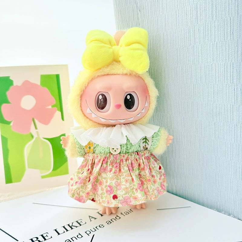 [Clothes only] 17cm Labubuwa clothes LABUBU blind box sitting party one, two, three generations of gold and purple joy clothes
