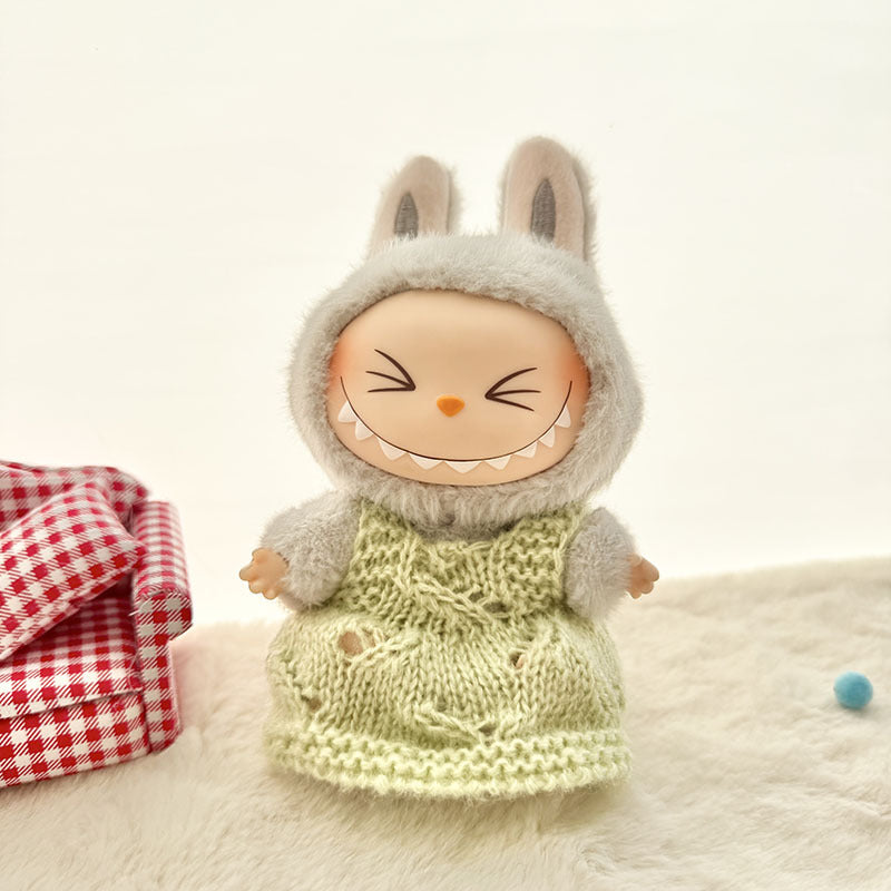 [Clothes only] The first, second and third generation keychain Labubu clothes pendant Labubu baby clothes striped buttons sweater set.