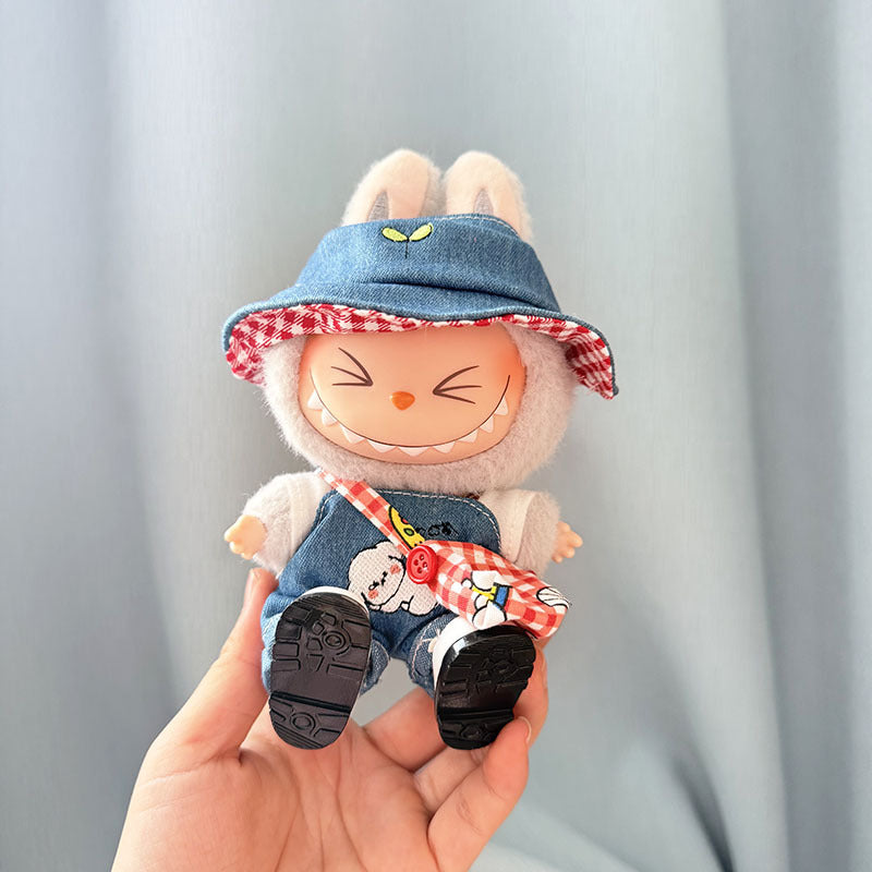 [Clothes only] One, two and three generations of keychains Labubu clothes pendant Labubu baby clothes denim cute dog overalls cute