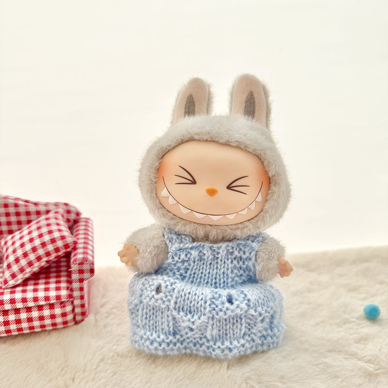 [Clothes only] The first, second and third generation keychain Labubu clothes pendant Labubu baby clothes striped buttons sweater set.