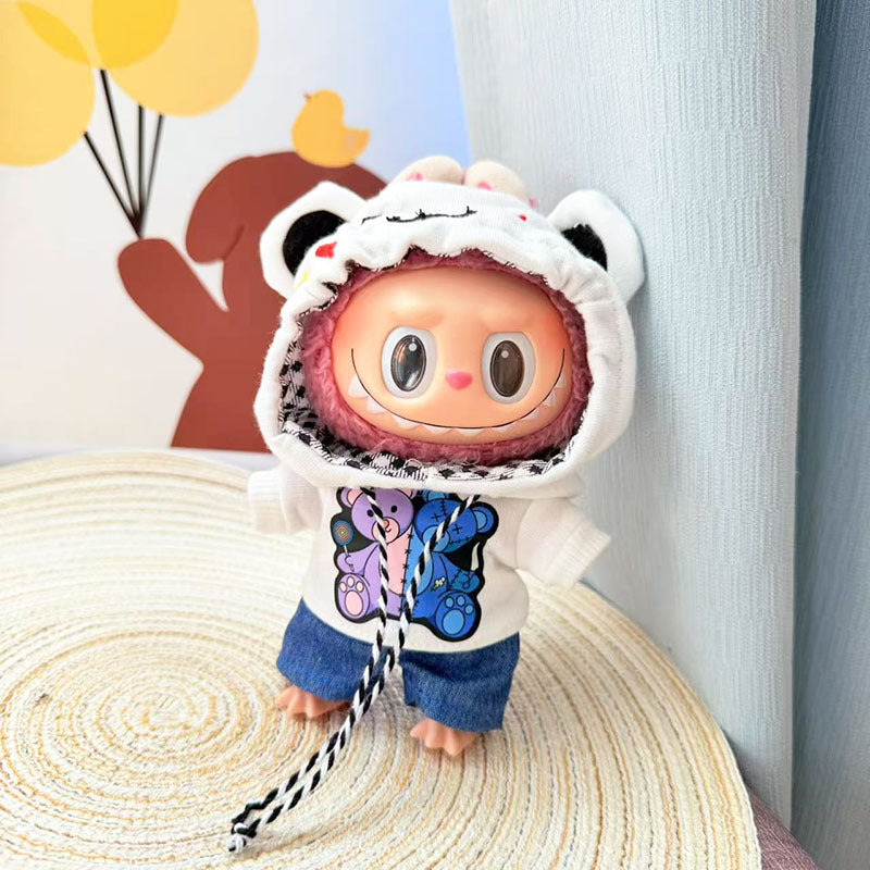 [Clothes only] First and second generation keychain Labubu clothes pendant Labubu baby clothes patch bear hooded sweater cute