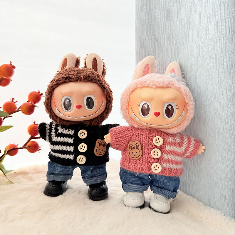 [Clothes only] First and second generation keychain Labubu clothes pendant Rab cloth button sweater jeans set cute