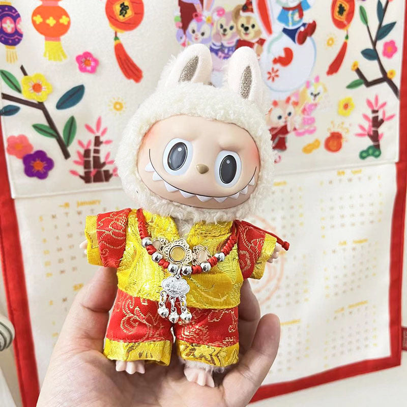 [Clothes only] 15cm pendant Labubu cloth for the New Year's set labubu keychain doll clothes cute
