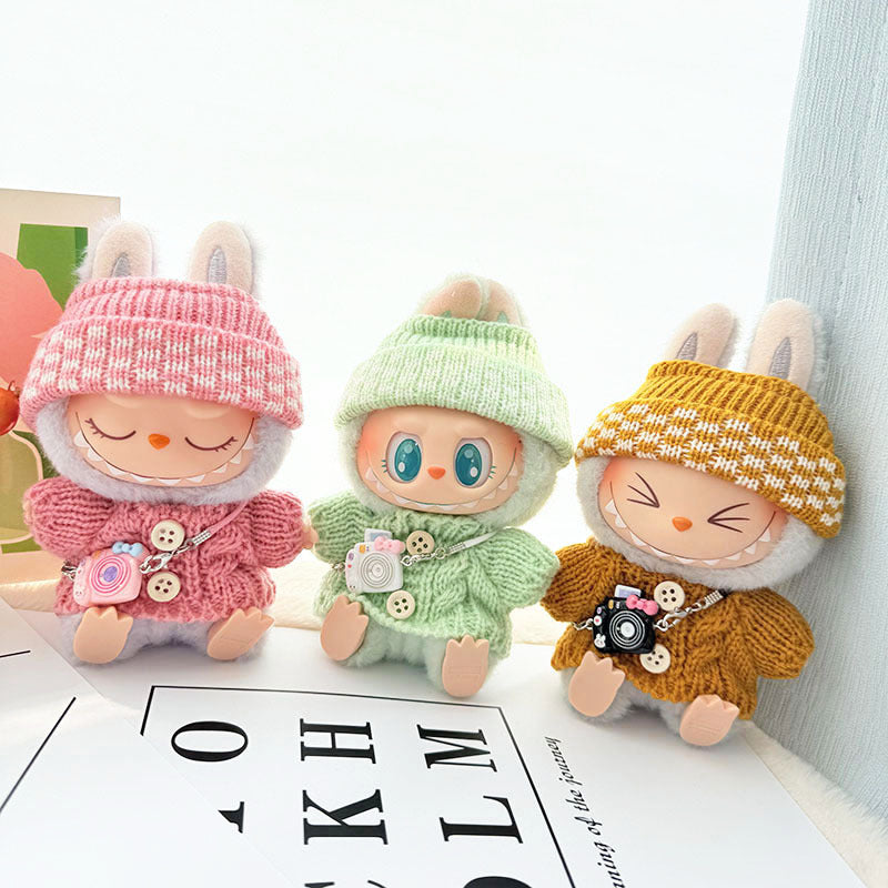 [Clothes only] One, two and three generations of keychains Labubu clothes pendant Labubu baby clothes knitted sweater hat set
