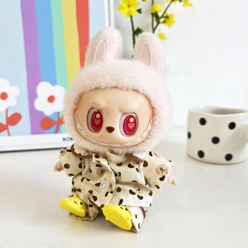 [Clothes only] One, two and three generations Labubu clothes pendant Labubu sitting baby clothes milk tea puppy pajamas set