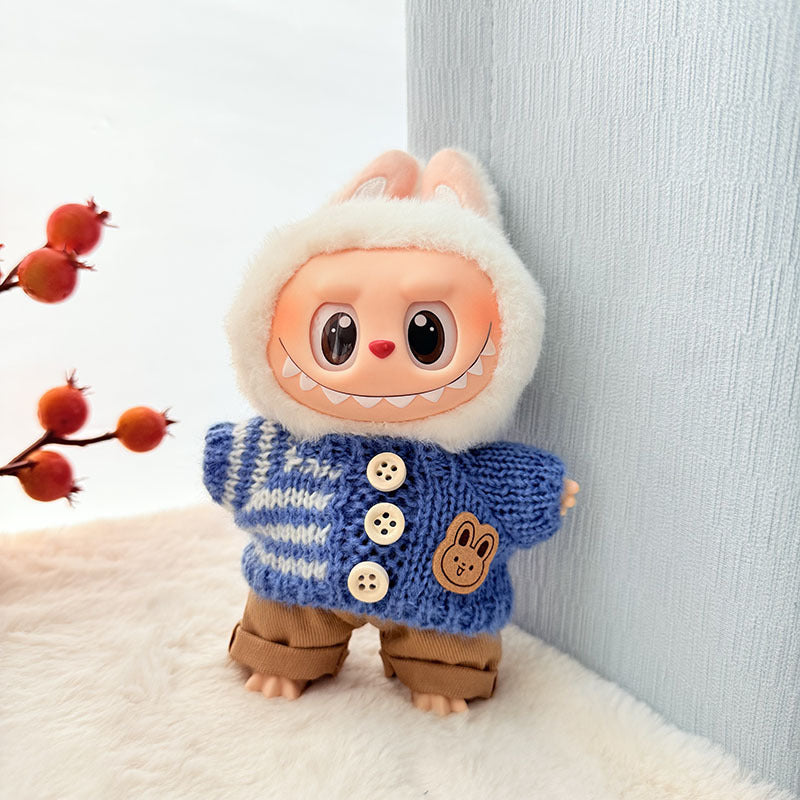 [Clothes only] First and second generation keychain Labubu clothes pendant Rab cloth button sweater jeans set cute
