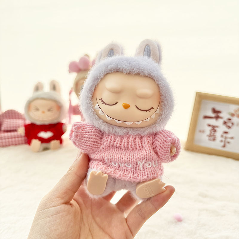 [Clothes only] First and second generation keychain Labubu clothes pendant Labubu cloth leather skirt knitted sweater love you cute