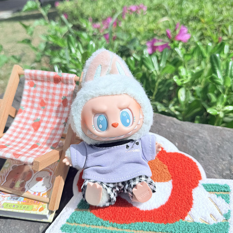 [Clothes only] First and second generation keychain Labubu clothes pendant Labubu baby clothes, earphones plaid picnic clothes.