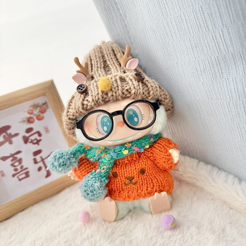 Clothes only] First and second generation Labubu clothes pendant Labubu sitting baby clothes love sweater bear earcap set