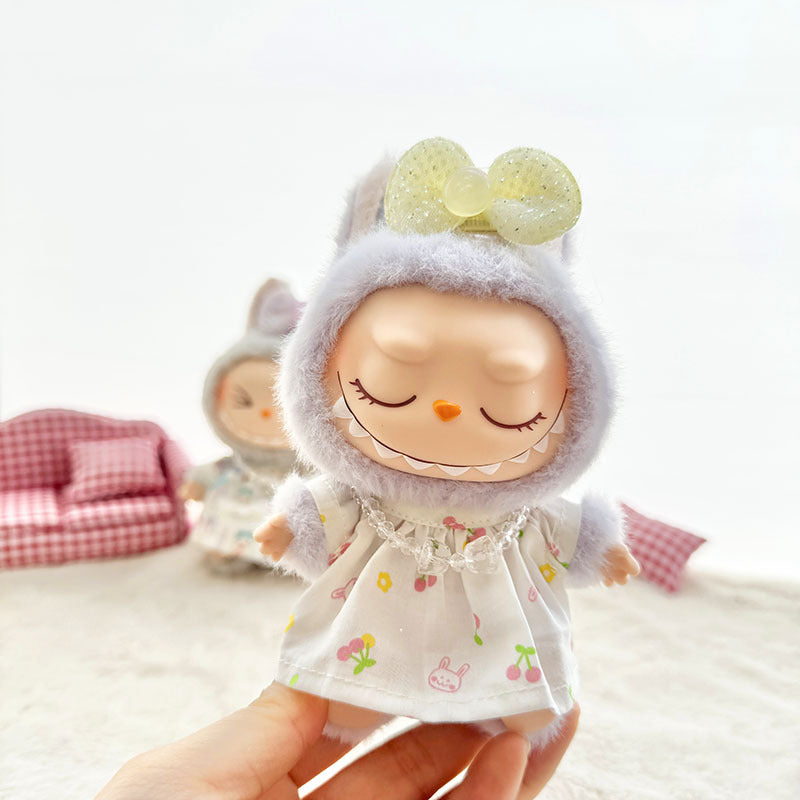 [Clothes only] First and second generation Labubu clothes pendant Labubu sitting party baby clothes cherry rabbit skirt set