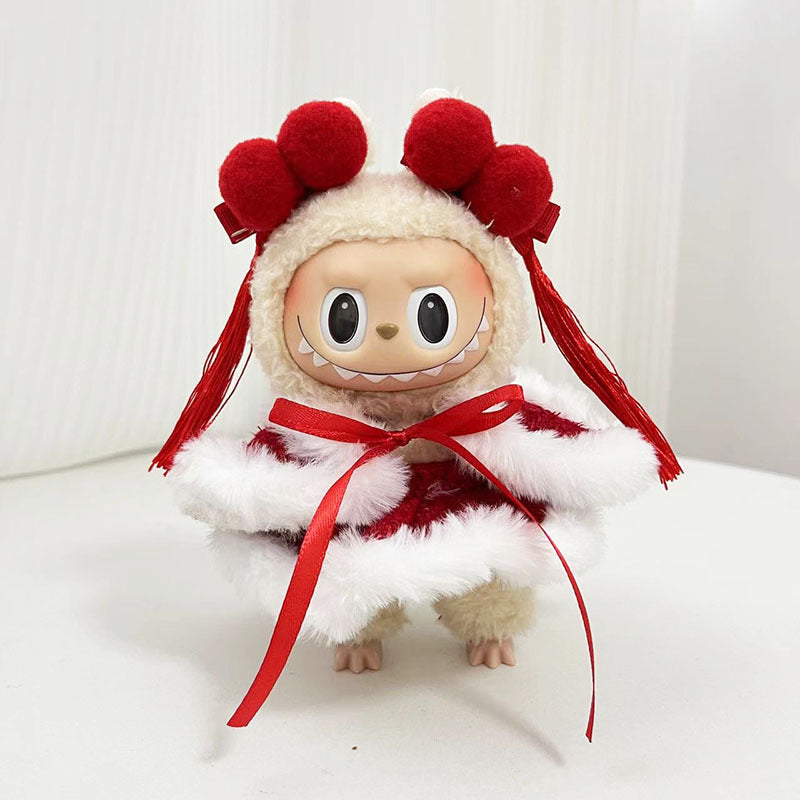[Clothes only] 15cm pendant Labubu cloth for the New Year's set labubu keychain doll clothes cute