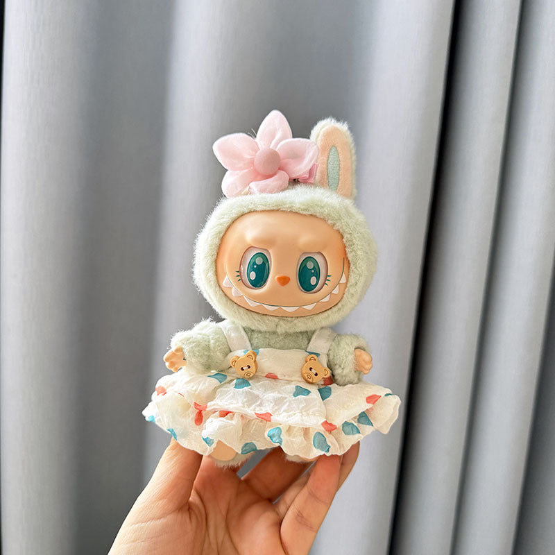 [Clothes only] First and second generation keychain Labubu clothes pendant Labubu baby clothes dress pearl hair accessories