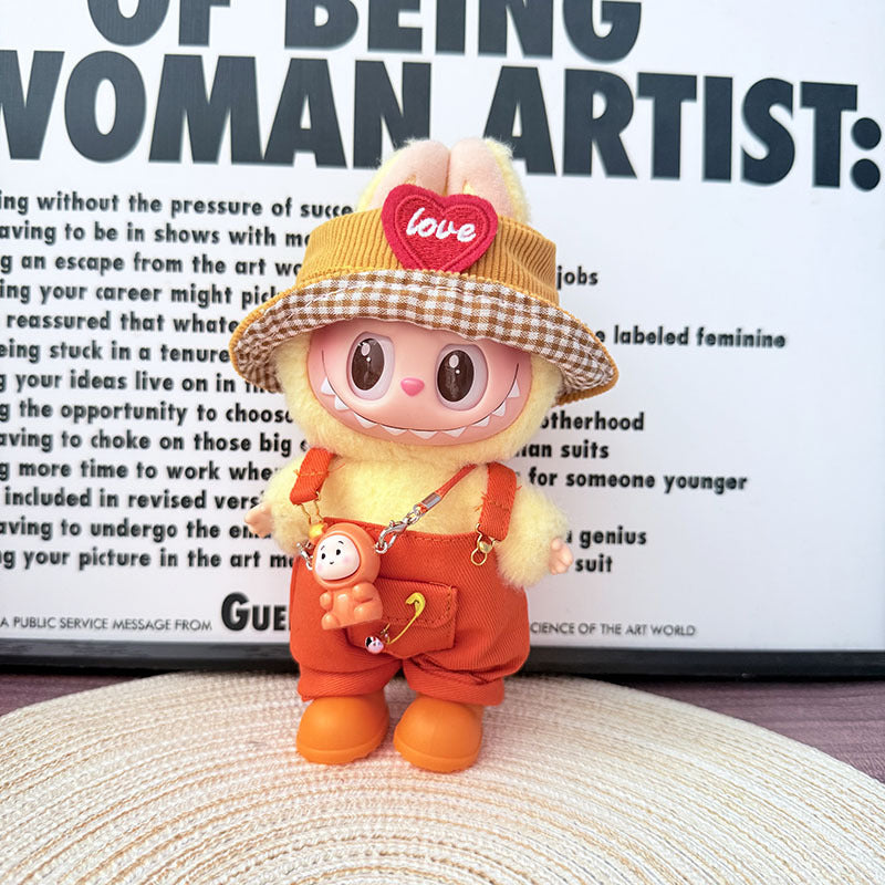 [Clothes only] First and second generation Labubu clothes pendant Labubu sitting baby clothes little craftsman overalls set