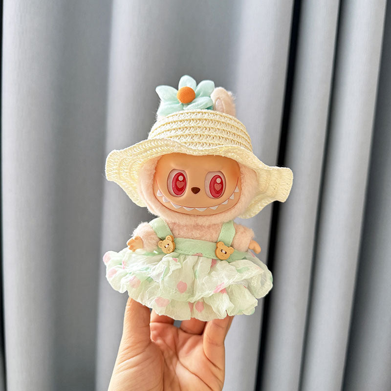 [Clothes only] First and second generation keychain Labubu clothes pendant Labubu baby clothes dress pearl hair accessories