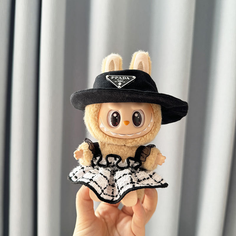 [Clothes only] First and second generation Labubu clothes pendant Labubu sitting party baby clothes black and white fragrant skirt set