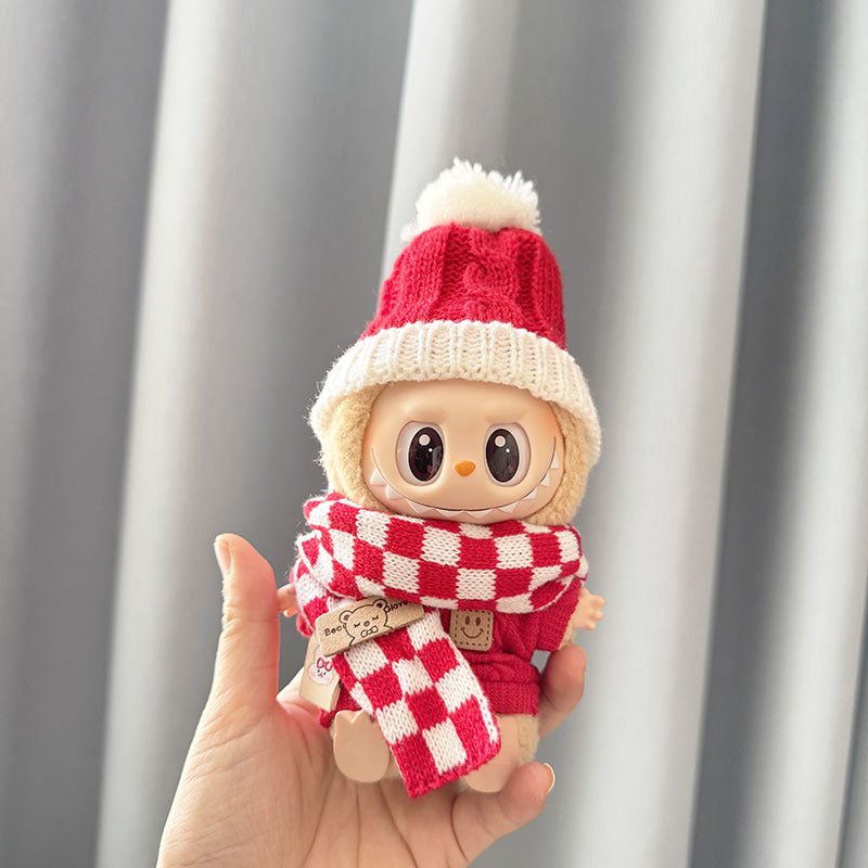 [Clothes only] First and second generation keychain Labubu clothes pendant Rabub sitting blue hat sweater knitted sweater