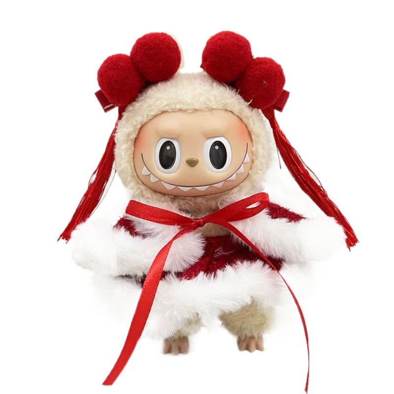 [Clothes only] 15cm pendant Labubu cloth for the New Year's set labubu keychain doll clothes cute