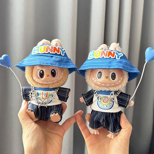 [Clothes only] First and second generation keychain Labubu clothes pendant Labubu sitting party blue balloon set