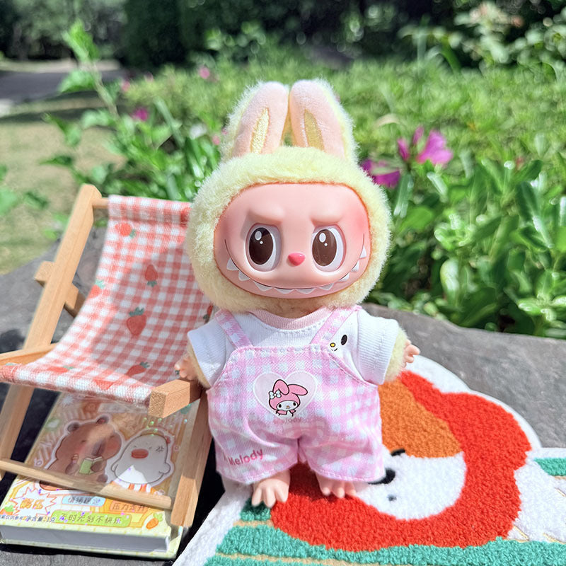 [Clothes only] First and second generation keychain Labubu clothes pendant Labubu baby clothes, earphones plaid picnic clothes.