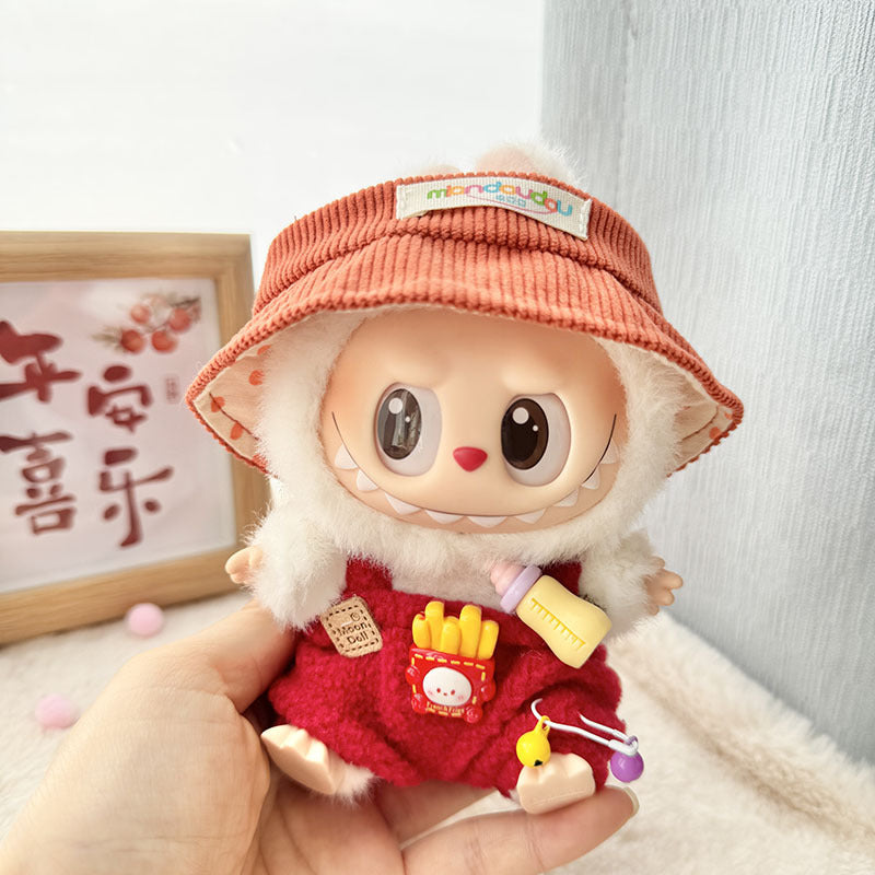 Clothes only] First and second generation Labubu clothes pendant Labubu sitting baby clothes love sweater bear earcap set