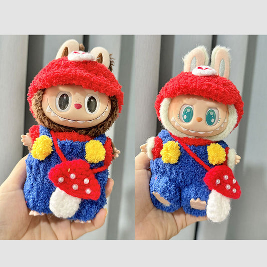 [Clothes only] First and second-generation Labubu clothes pendant Labubu cloth for pure handmade mushroom satchel set cute