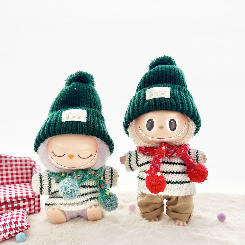 [Clothes only] First and second generation Labubu clothes pendant Labubu sitting baby clothes sweater green bunny hat set