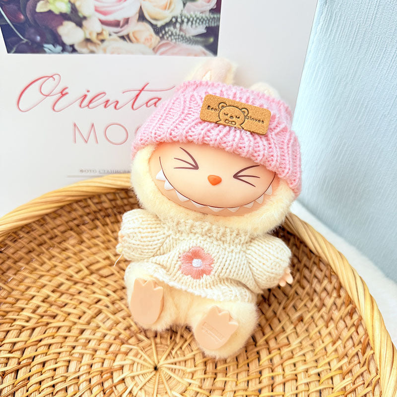 [Clothes only] First and second generation keychain Labubu clothes pendant Labubu baby clothes pink and blue flower sweater