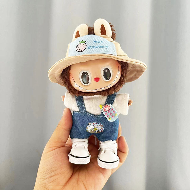 Clothes only] Baby clothes 17cm pendant Labubu clothes Labubu doll with overalls series cute and cute