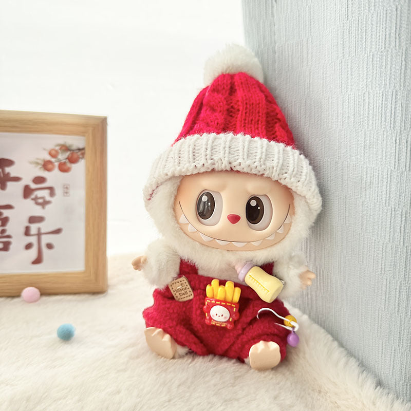 Clothes only] First and second generation Labubu clothes pendant Labubu sitting baby clothes love sweater bear earcap set