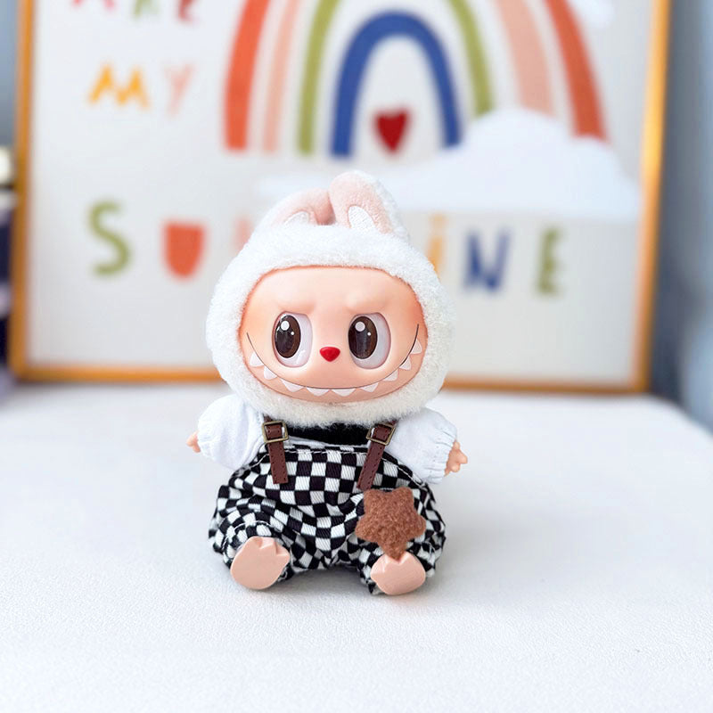 Clothes only] First and second generation Labubu clothes pendant Labubu sitting baby clothes crown belt overalls set