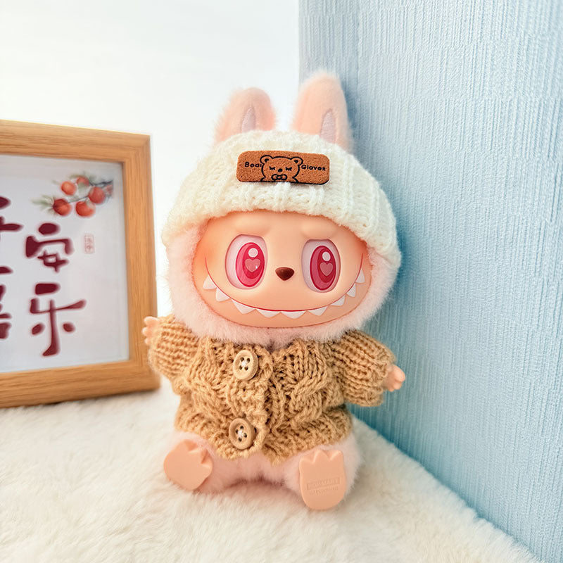 [Clothes only] One, two and three generations of keychains Labubu clothes pendant Labubu baby clothes knitted sweater hat set