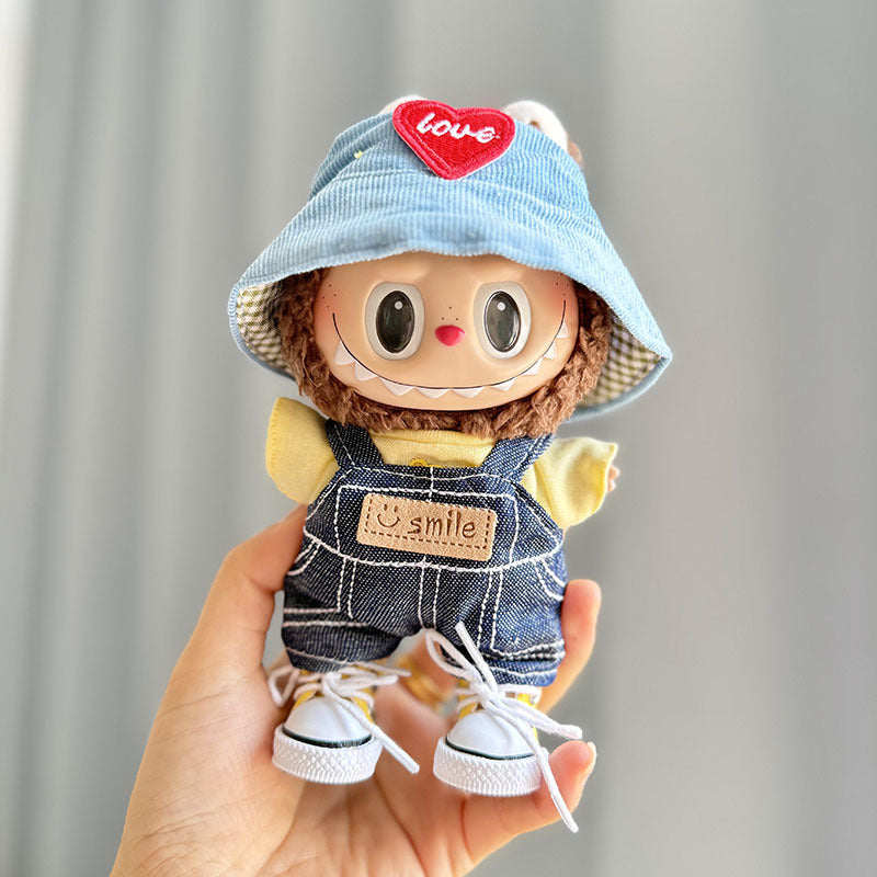Clothes only] Baby clothes 17cm pendant Labubu clothes Labubu doll with overalls series cute and cute