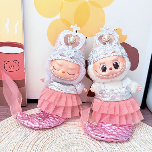 17Cm Labubuwa clothes LABUBU blind box sitting party one two three generation mermaid suit cute cute