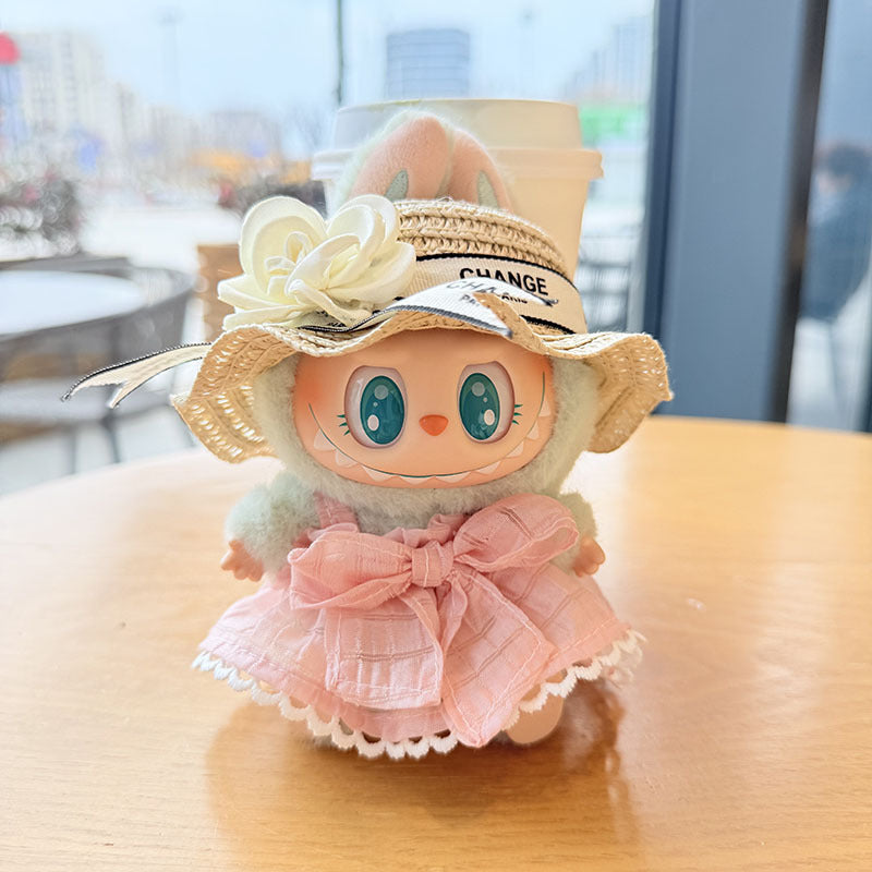 [Clothes only] First and second generation keychain Labubu clothes pendant Labub black fragrant camellia skirt straw hat