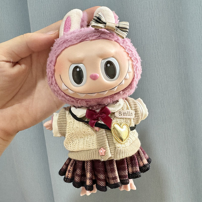 [Clothes only] 17cm pendant blind box Labubu baby clothes keychain Labubu doll for JK skirt set cute
