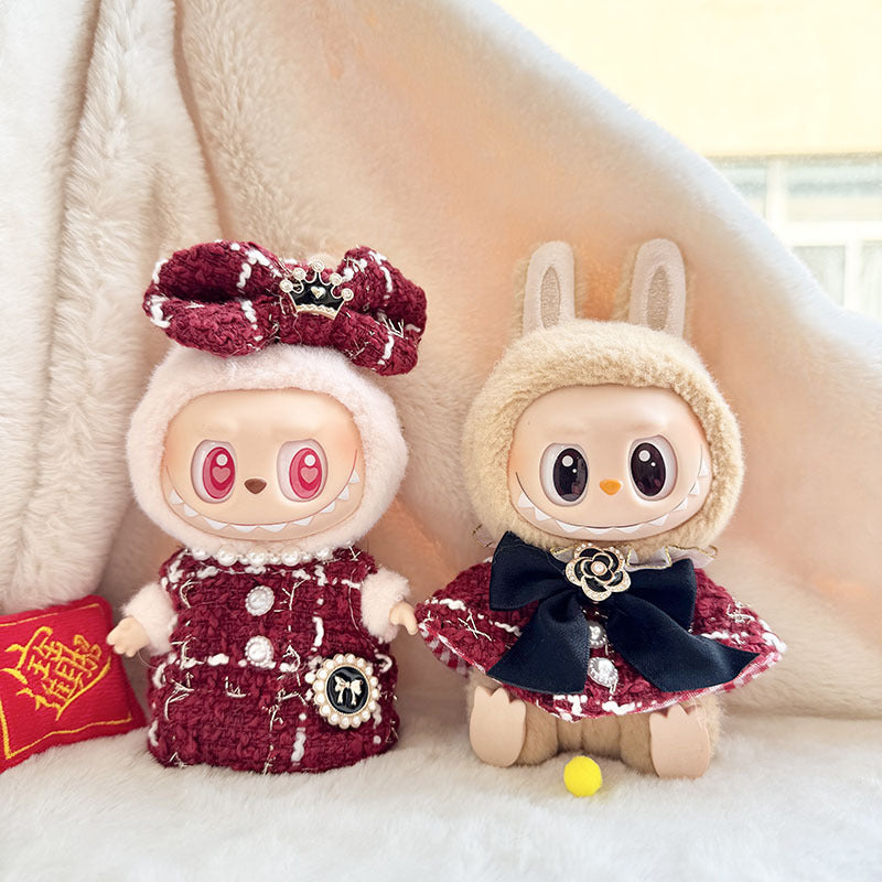[Clothes only] First and second generation keychain Labubu clothes pendant Labubu sitting party New Year's red fragrance