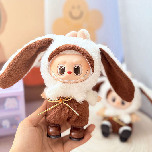 [Clothes only] One, two and three generations Labubu clothes pendant Labubu sitting baby clothes brown-eared rabbit suit cute