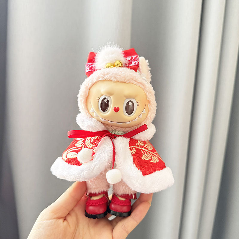 [Clothes only] First and second generation keychain Labubu clothes pendant Labubu sitting party New Year's antique shawl