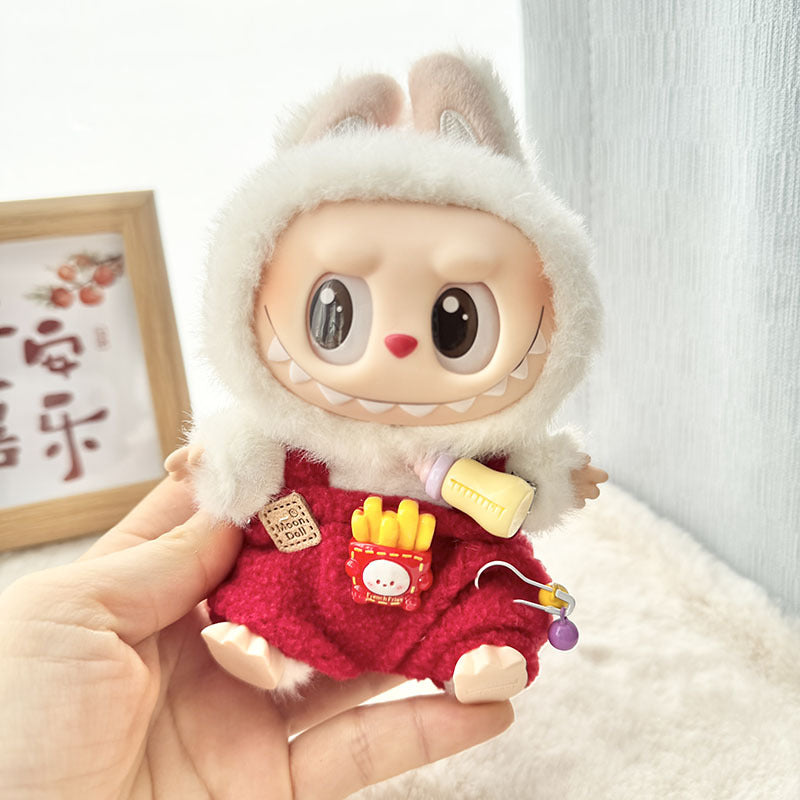 Clothes only] First and second generation Labubu clothes pendant Labubu sitting baby clothes love sweater bear earcap set