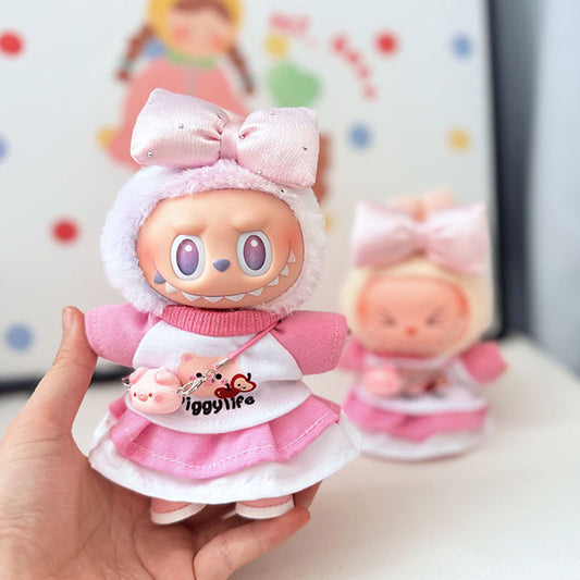 The first, second and third generation keychain Labubu clothes pendant Labubu baby clothes apple piggy dress set is cute