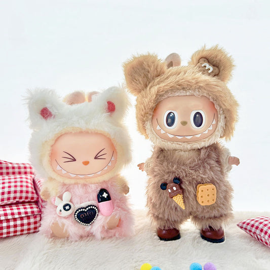 [Clothes only] First and second generation Labubu clothes pendant Labubu sitting party baby clothes sandwich biscuits overalls