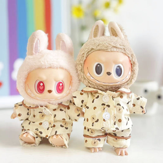 [Clothes only] One, two and three generations Labubu clothes pendant Labubu sitting baby clothes milk tea puppy pajamas set