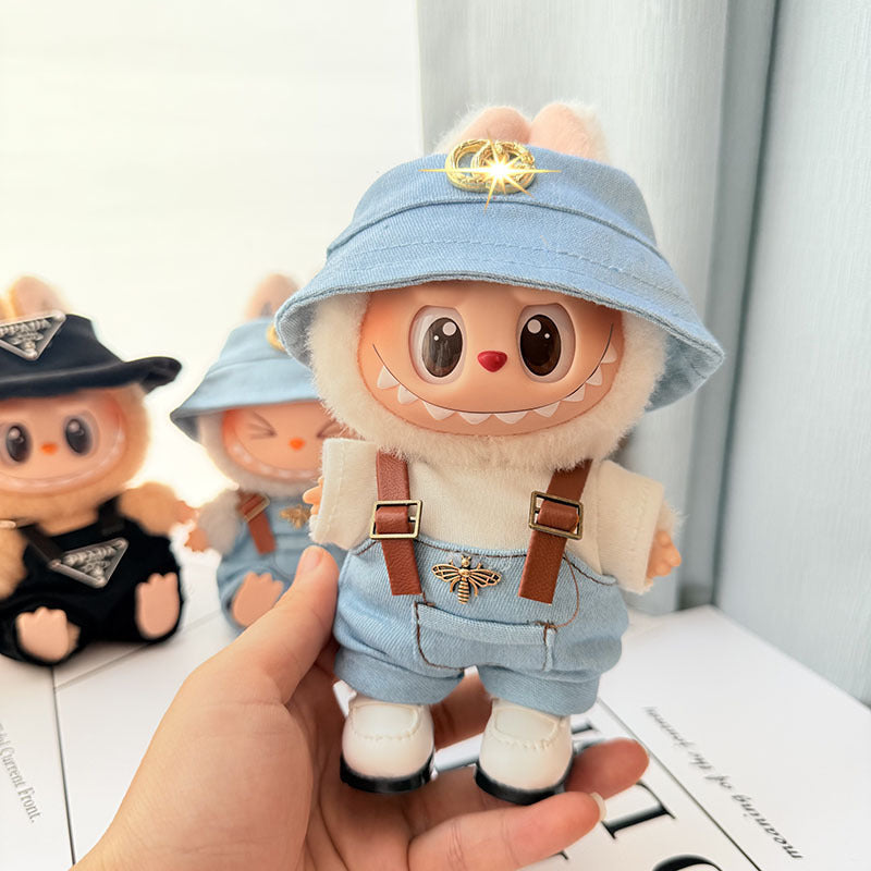 [Clothes only] First and second generation keychain Labubu clothes pendant Labubu baby clothes inverted triangle overalls hat
