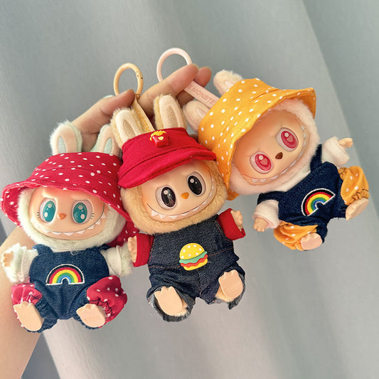 [Clothes only] First/second generation Labubu clothes pendant Labubu sitting party baby clothes rainbow overalls cute