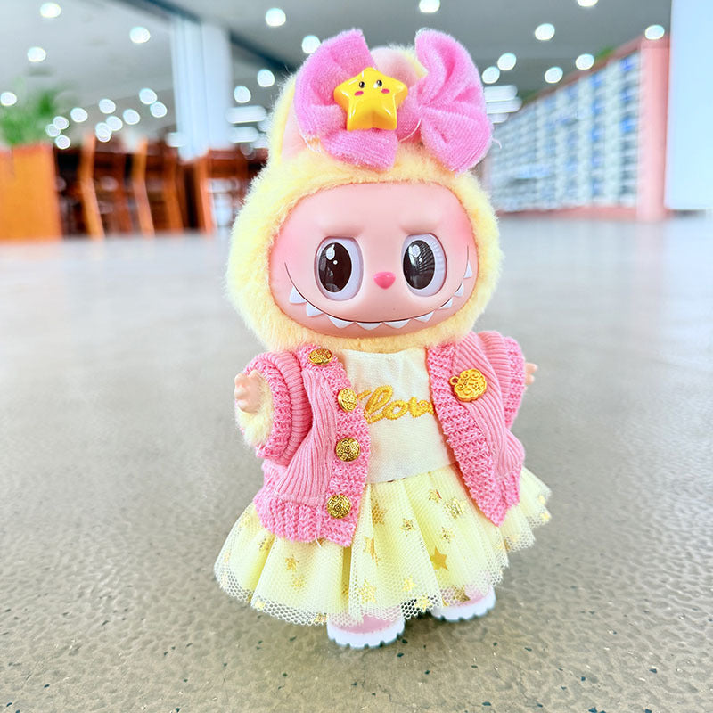 [Clothes only] 17cm Labubuwa clothes LABUBU blind box sitting party one, two, three generations of gold and purple joy clothes