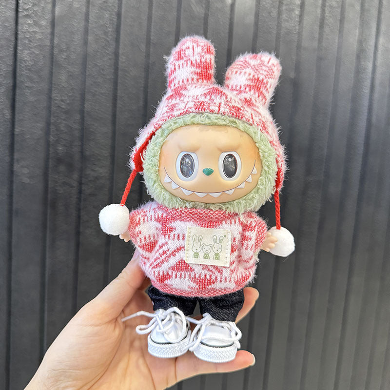 [Clothes only] First and second generation keychain Labubu clothes pendant Labubu sitting party jacquard two-piece set