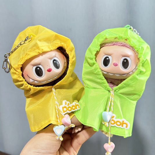 [Clothes only] 17cm labubu cloth blind box pendant doll for small raincoat poncho cute and cute
