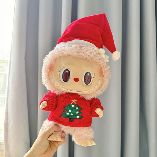 38Cm Labubu plush doll dress for Labubu doll MOKOKO sweetheart Christmas tree sweater set