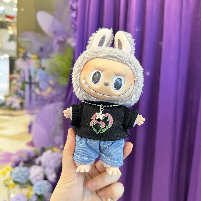 [Clothes only] First and second generation keychain Labubu clothes pendant Labubu cloth for heart-to-heart sweater set