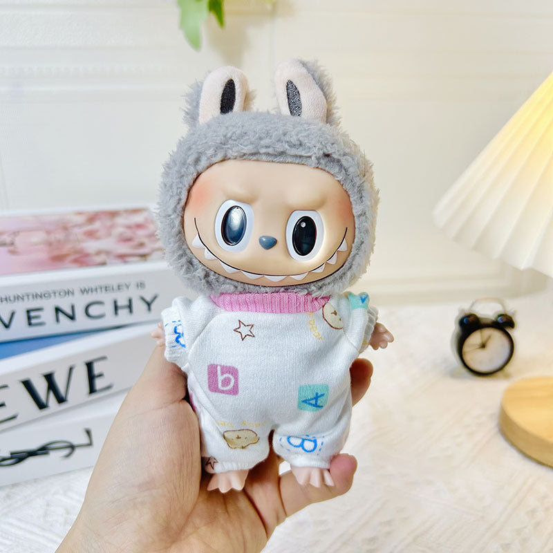 [Clothes only] 17cm pendant rabub clothes red nose bib bear set labubu doll clothes cute